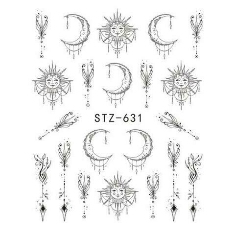 Geometric Lines Sun Moon Nail Decal