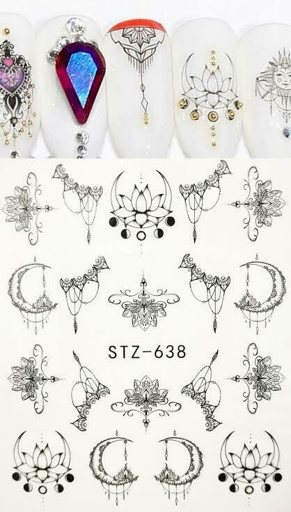 Geometric Lines Sun Moon Nail Decal