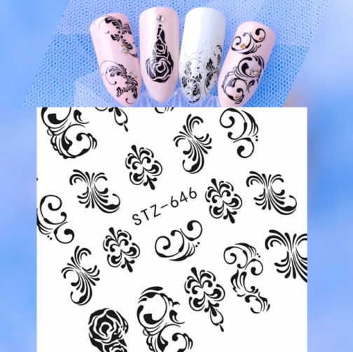 Leaf Lace Abstract Lines Nail Decal