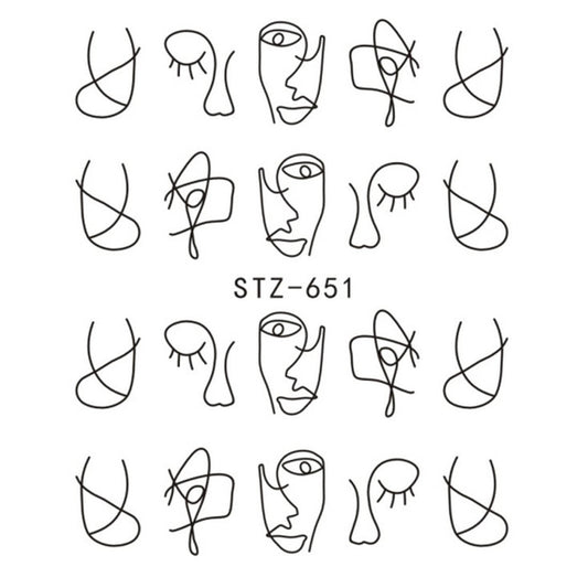 Face Abstract Lines Nail Decal