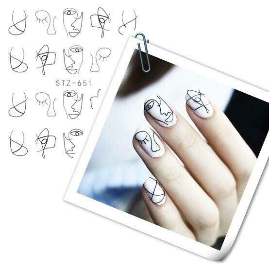 Face Abstract Lines Nail Decal