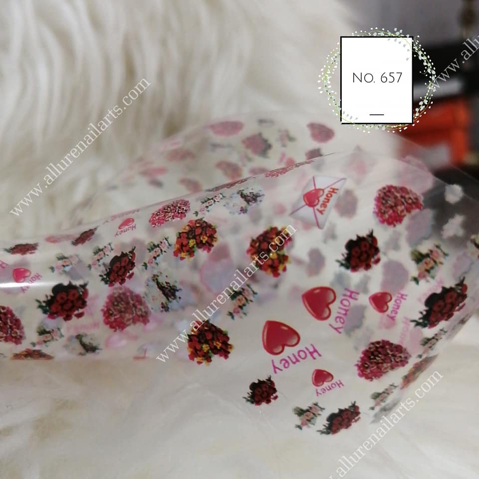 Floral Valentine Foil Nail Transfer