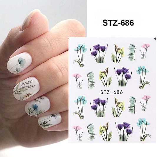 Flower Water color Nail Decal Stz868