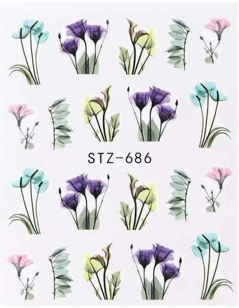 Flower Water color Nail Decal Stz868