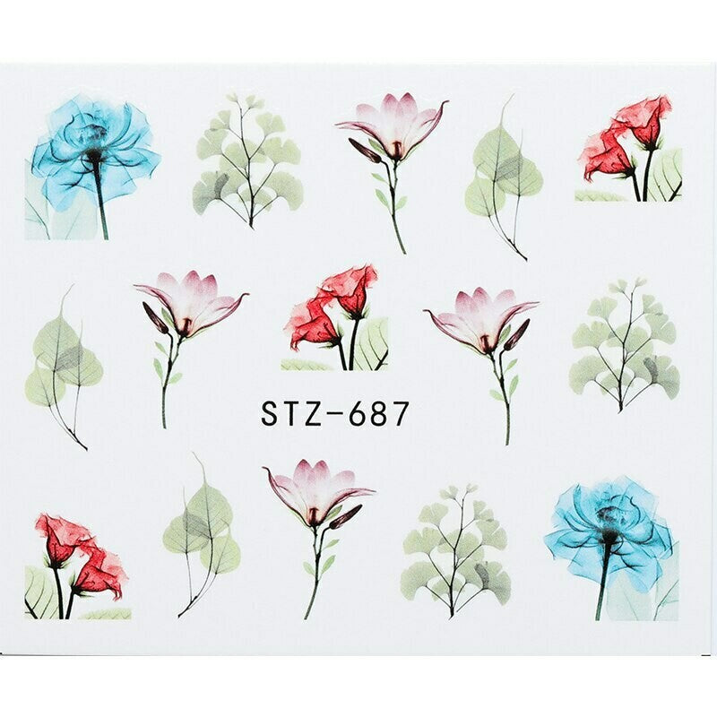 Flower Water color Nail Decal