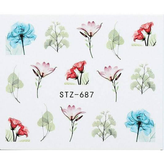 Flower Water color Nail Decal