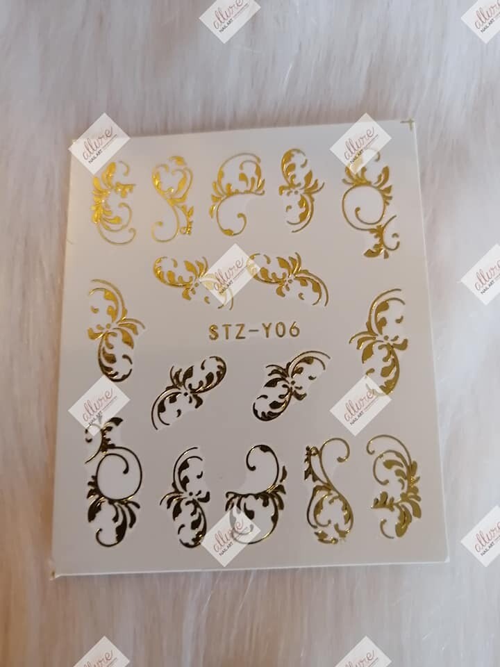 Gold Metallic Flower Lace Nail Decal