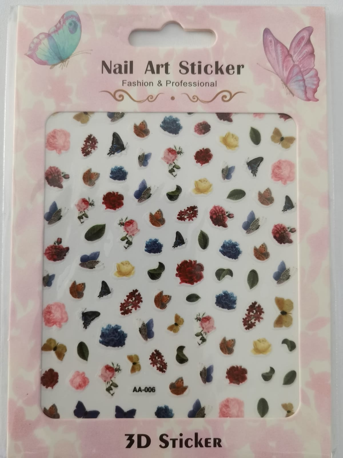 Flower Leaves Butterfly Nail Art Sticker