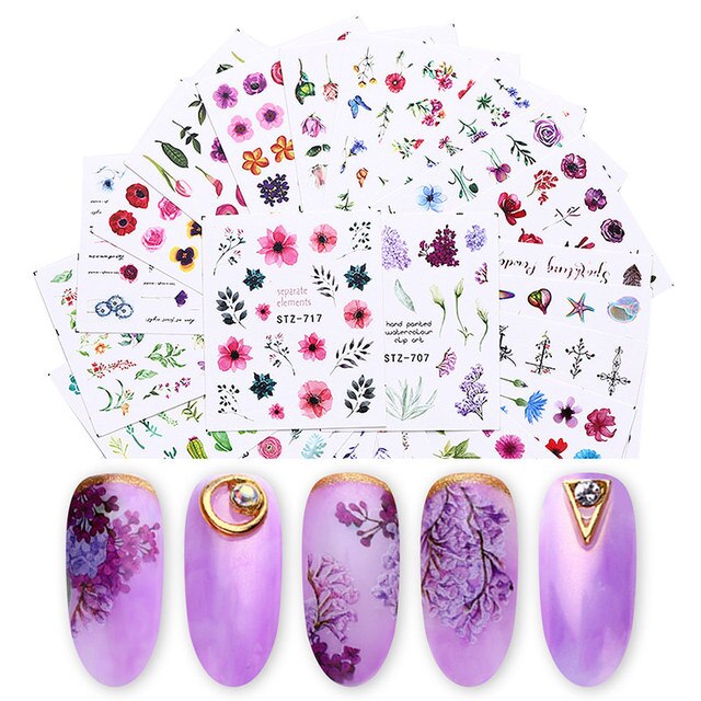 Flower Water color Nail Decal