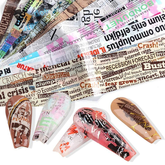 Newspaper Print Text Pop Art 10pcs Foil Set