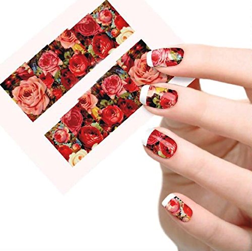 Roses Peony Red Flower Nail Decal