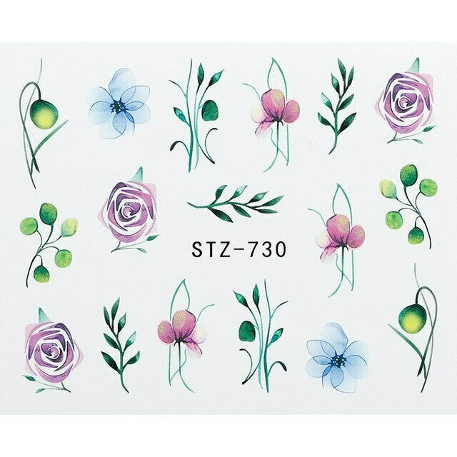 Flower Water color Nail Decal