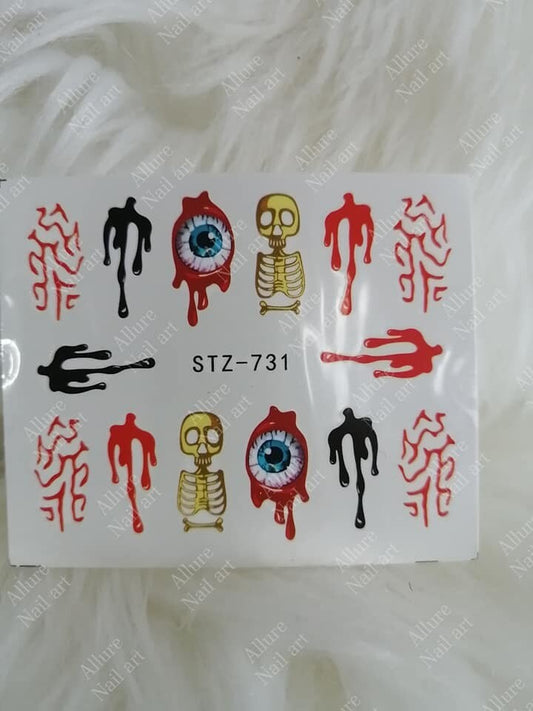 Halloween Blood Skeleton Nail Decal