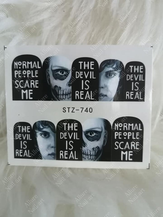 Halloween Face Skull Nail Decal