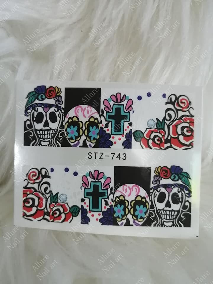Halloween Face Skull Nail Decal