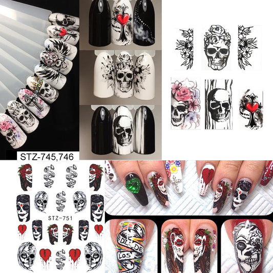 Halloween Face Skull Nail Decal