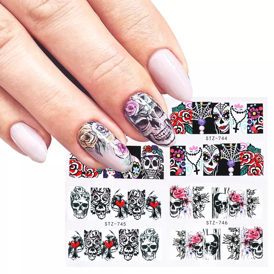 Halloween Face Skull Nail Decal
