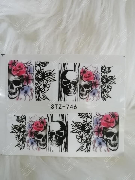 Halloween Face Skull Nail Decal
