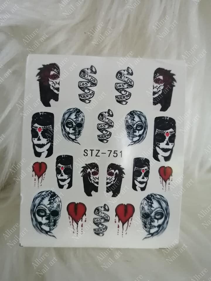 Halloween Face Skull Nail Decal