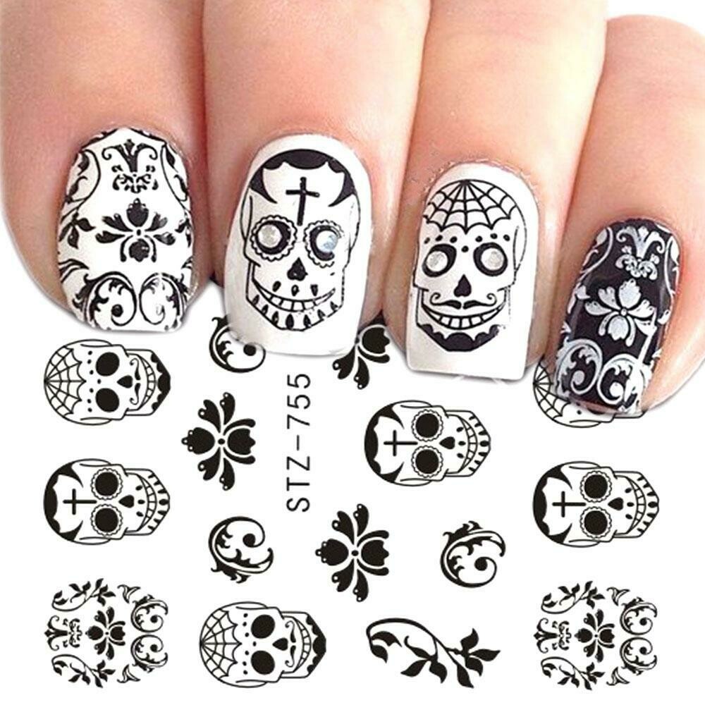 Halloween Face Skull Nail Decal