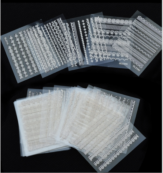 Lace White Nail Art Sticker