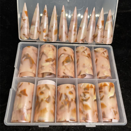Brown Cream Marble Nail Art Foil Set Box