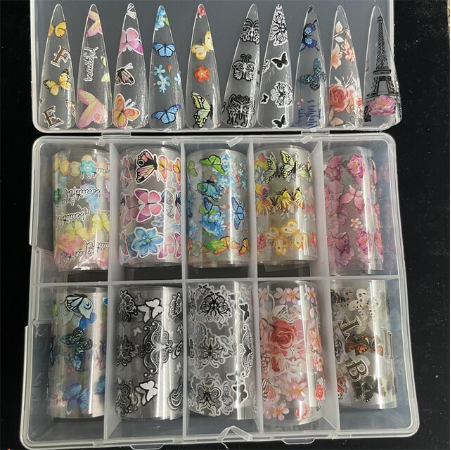 Butterfly Flower Nail Art Foil Set Box