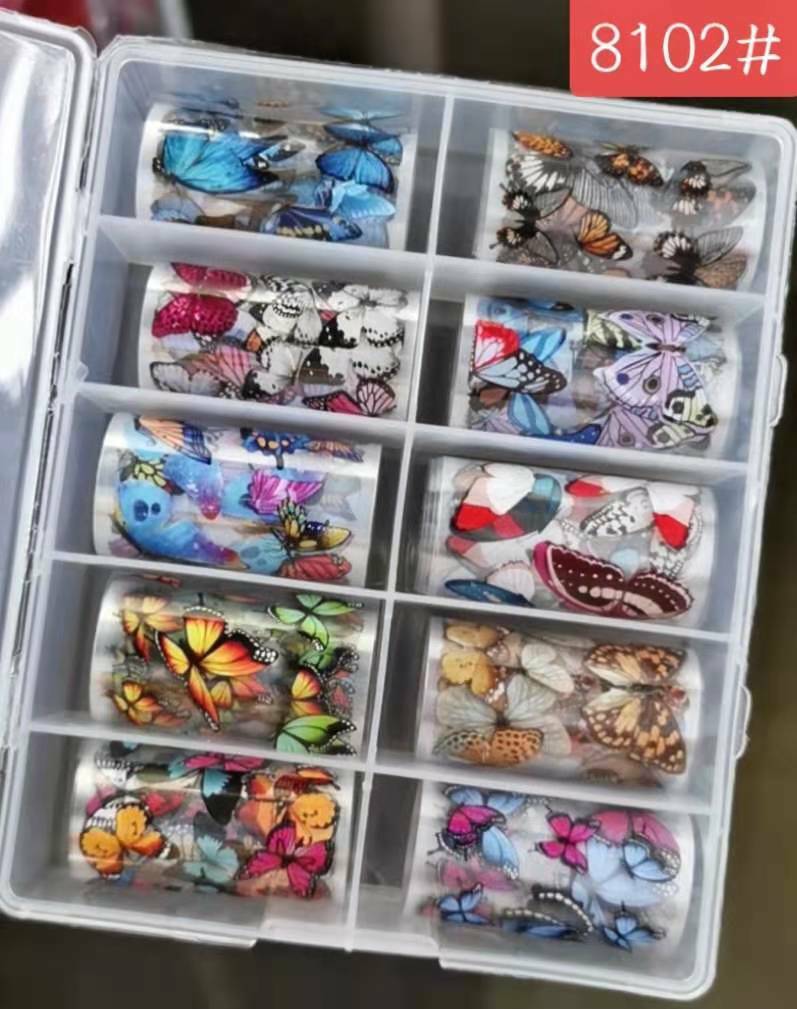 Butterfly Flower Nail Art Foil Set Box