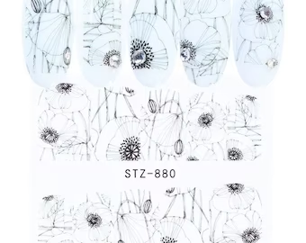 Flower Geometric Nail Decal STZ880