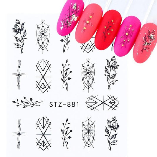 Flower Geometric Nail Decal STZ881