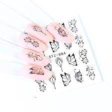 Butterfly Flower Geometric Nail Decal STZ884