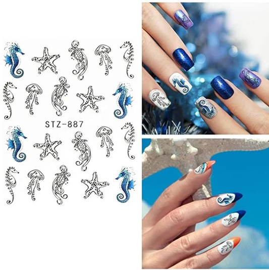 Sea horse Star fish Nail Decal STZ887