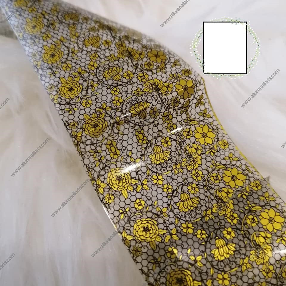 Gold Black Geometric Foil Nail Transfer