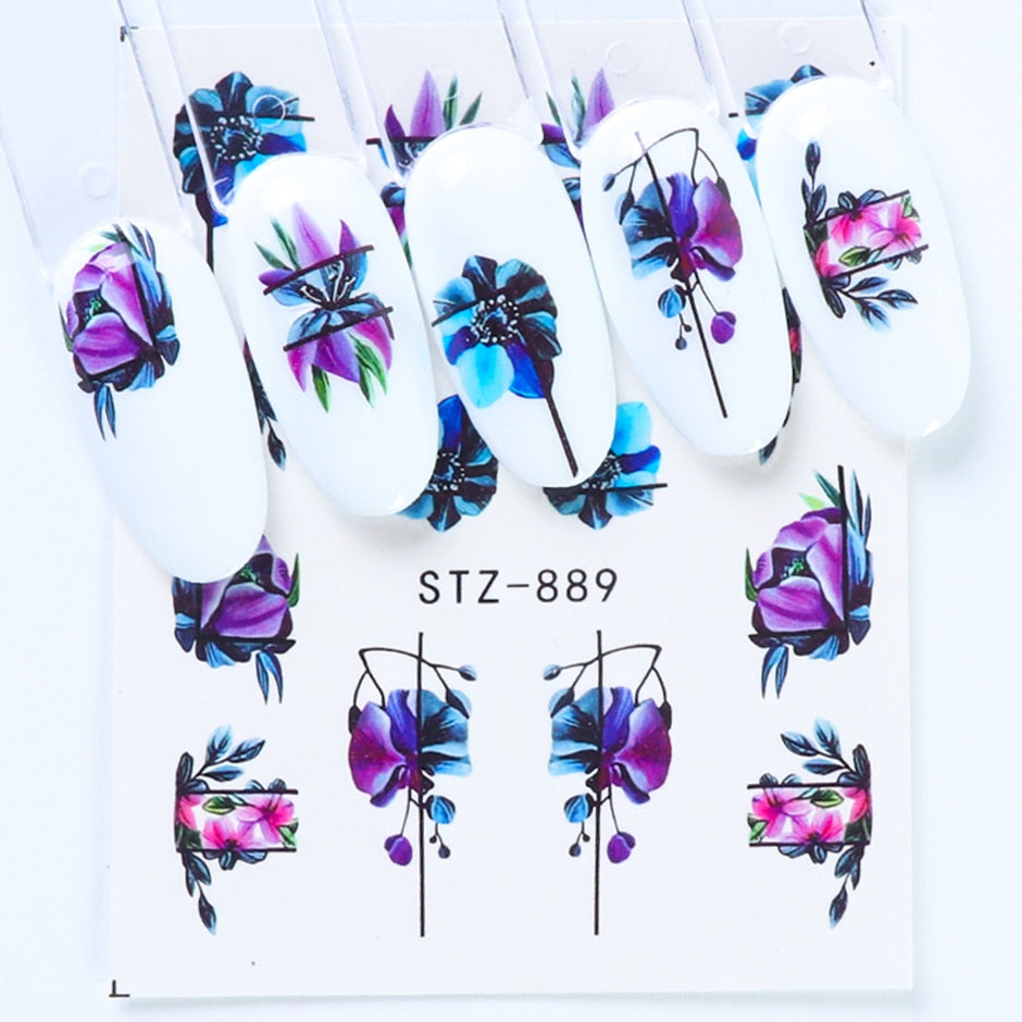 Flower Geometric Nail Decal STZ889