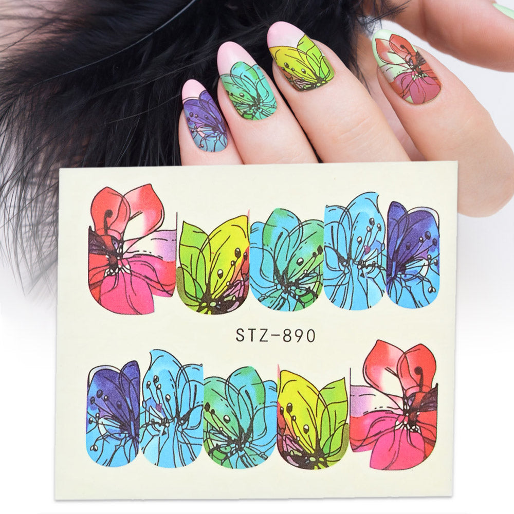 Flower Geometric Nail Decal STZ890