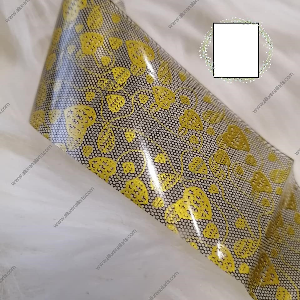 Gold Black Geometric Foil Nail Transfer