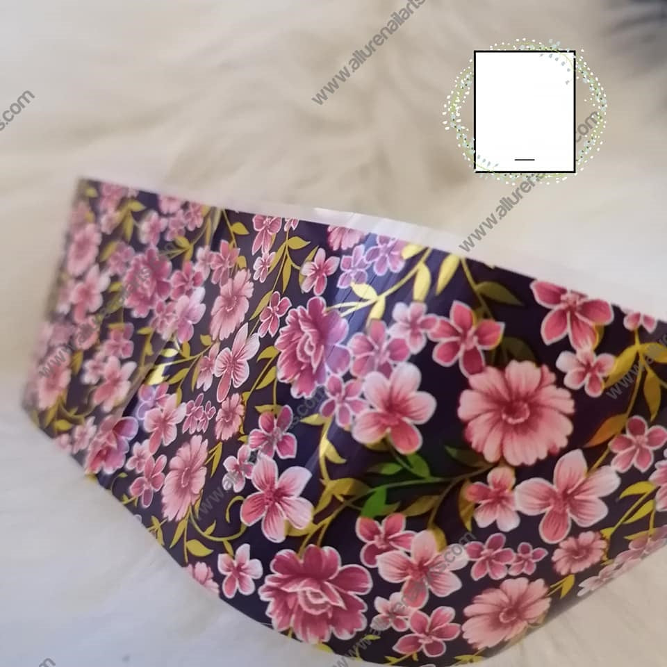 Oriental Floral Flower Gold Foil Nail Transfer