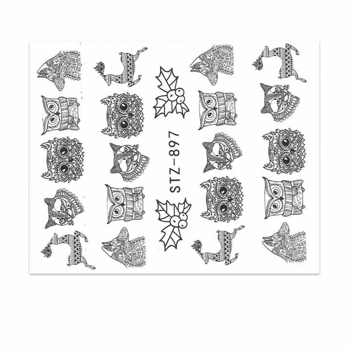 Owl Deer Wolf Cat Geometric Nail Decal STZ897