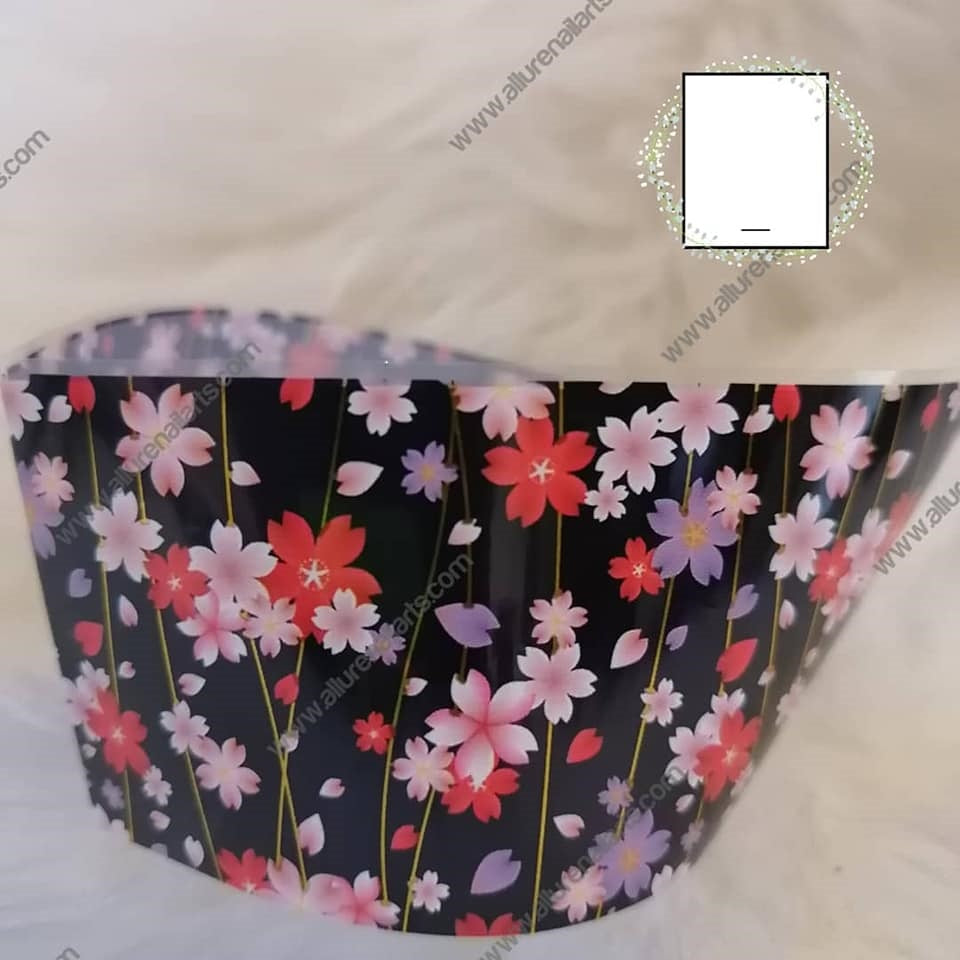 Oriental Floral Flower Gold Foil Nail Transfer