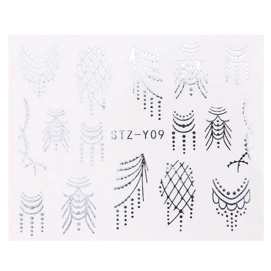 Silver Metallic Lace Nail Decal