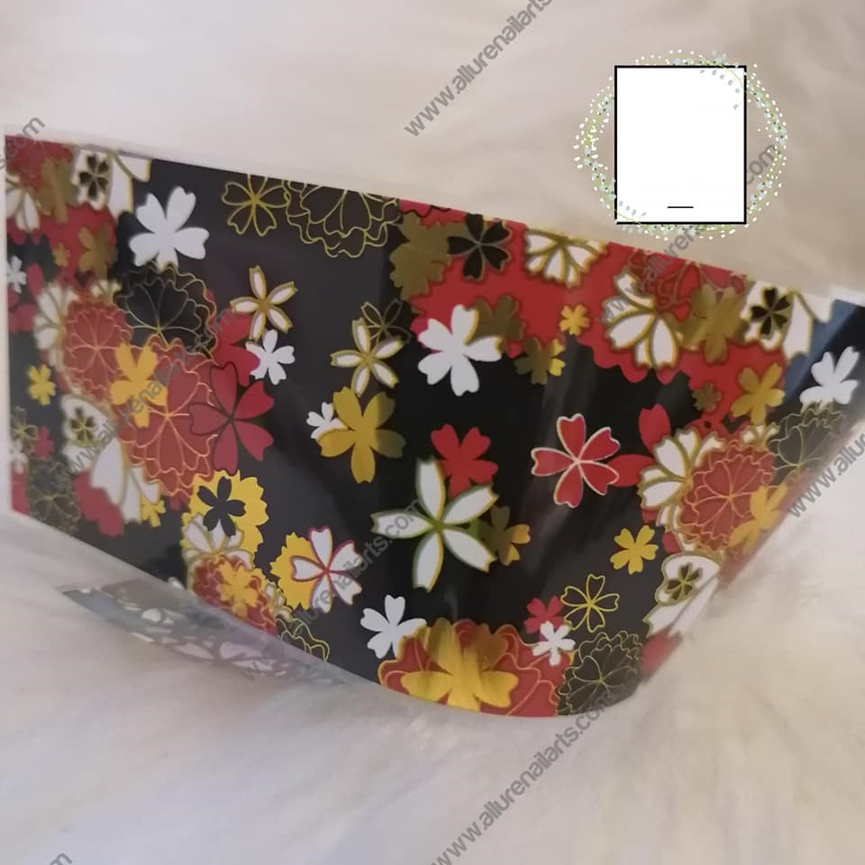 Oriental Floral Flower Gold Foil Nail Transfer