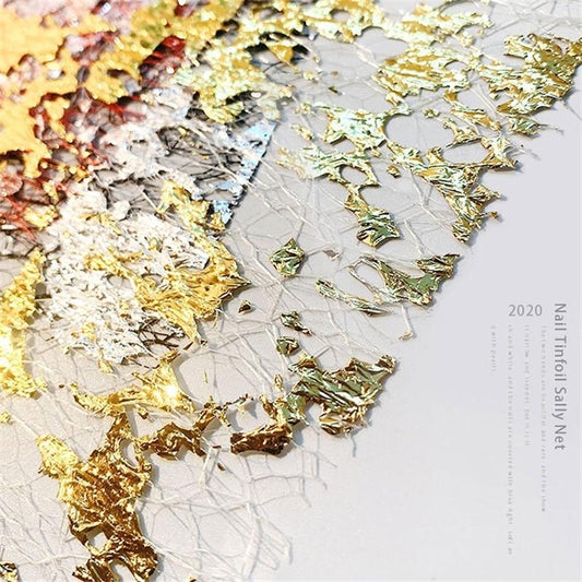 Orange Net Gold Foil Nail Mesh Net Foil Nail Art