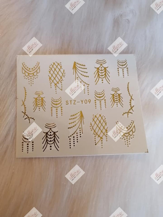 Gold Metallic Lace Nail Decal