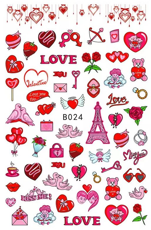 Valentine Hearts Lips Mouth Fashion Make up Nail Sticker