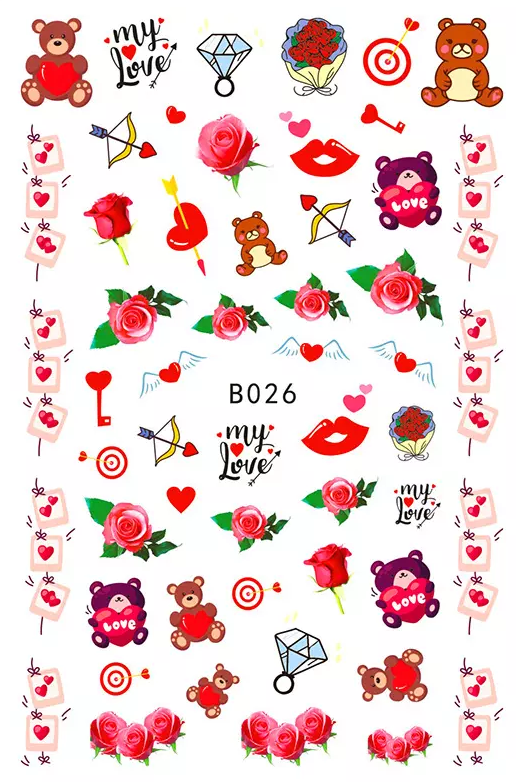 Valentine Hearts Love Mouth Fashion Make up Nail Sticker