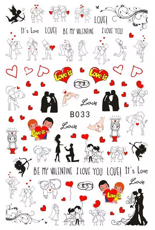 Valentine Hearts Love Cupid Fashion Make up Nail Sticker