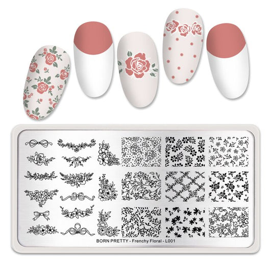 Lace Floral Born Pretty Nail Stamping Plate -Frenchy Floral L001