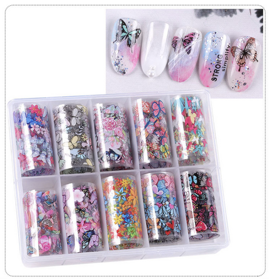 Butterfly Flower Nail Art Foil Set Box
