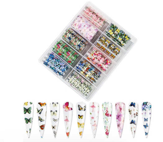 Butterfly Flower Nail Art Foil Set Box