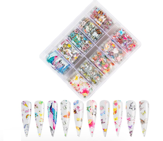 Butterfly Flower Nail Art Foil Set Box